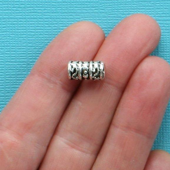 Tube Spacer Beads 12mm x 6mm - Silver Tone - 12 Beads - SC7755