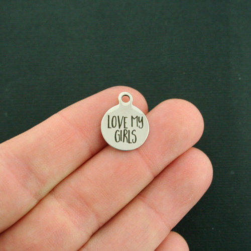 Love My Girls Stainless Steel Small Round Charms - BFS002-1675