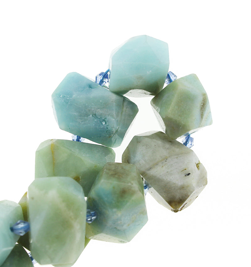 Perles Facettes Amazonite Naturelle 25mm x 17mm - Bleu Marin - 4 Perles - BD1379