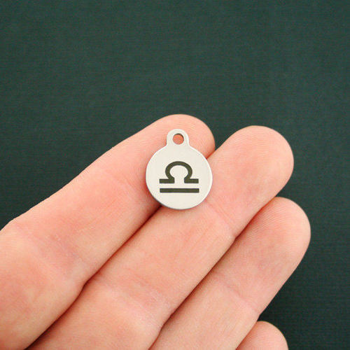 Libra Stainless Steel Small Round Charms - BFS002-1786