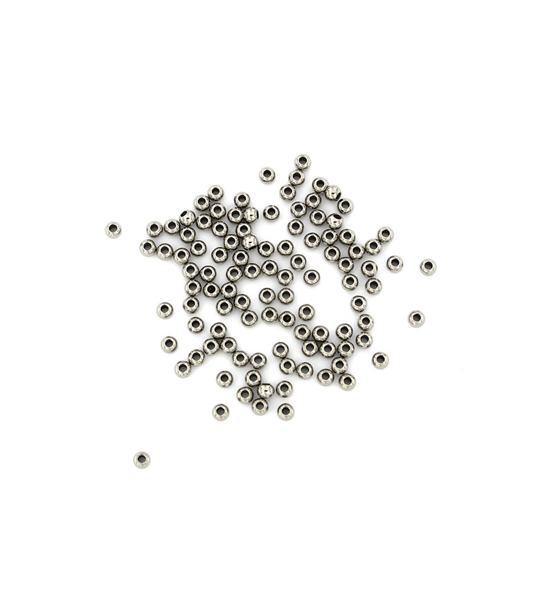 Round Spacer Beads 3mm x 2mm - Silver Tone - 50 Beads - FD680