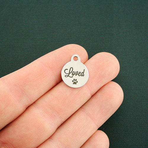 Loved Stainless Steel Small Round Charms- BFS002-1933