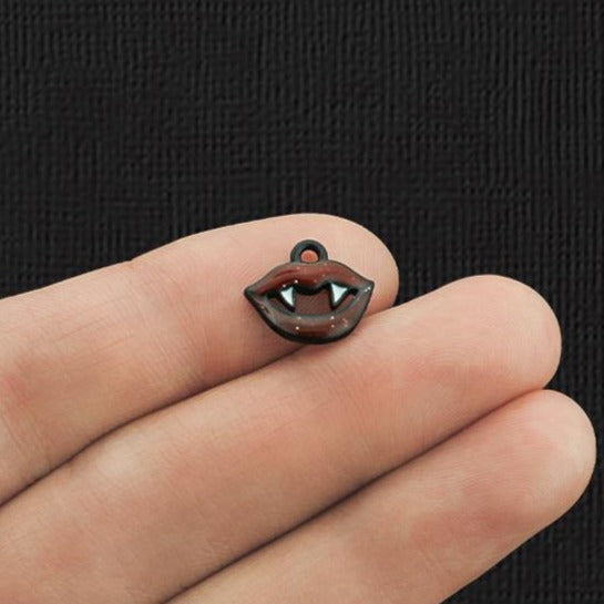 5 Fangs Black Tone Enamel Charms - E1112