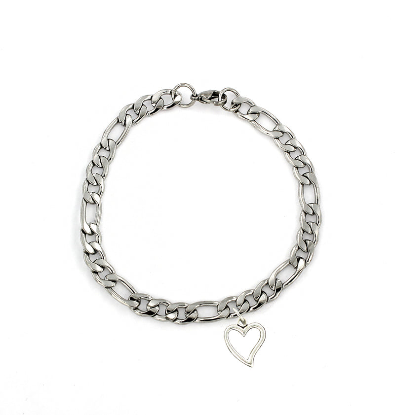 Bracelet Chaîne Figaro Acier Inoxydable 8" - 4mm - 1 Bracelet - N426