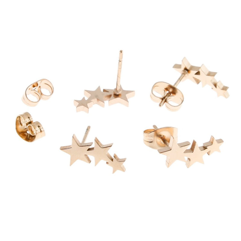 Stainless Steel Earrings - Star Studs - 12mm x 6mm - 1 Pair - Choose Your Tone!