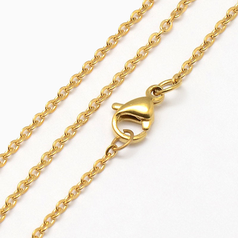 Gold Stainless Steel Cable Chain Necklace 18