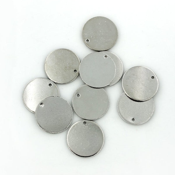 Circle Stamping Blanks - Silver Tone Brass - 16mm - 5 Tags - MT455