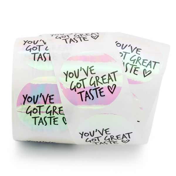 100 Rainbow You've Got Great Taste Self-Adhesive Paper Gift Tags - TL139