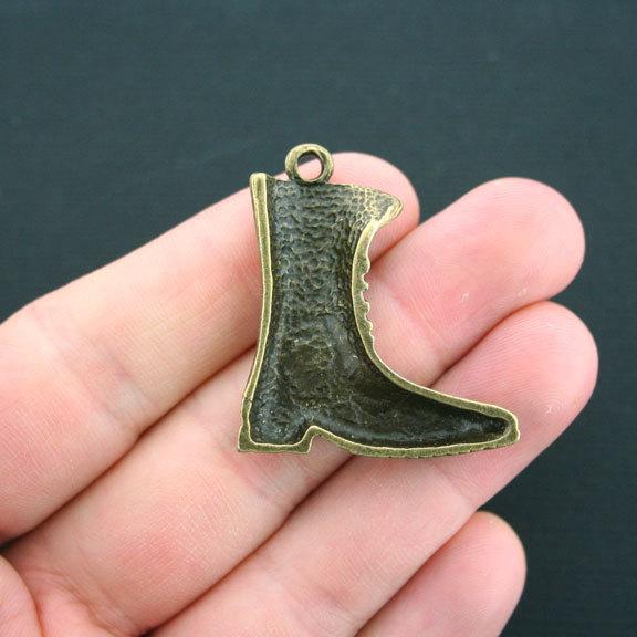 2 Combat Boot Antique Bronze Tone Charms - BC839