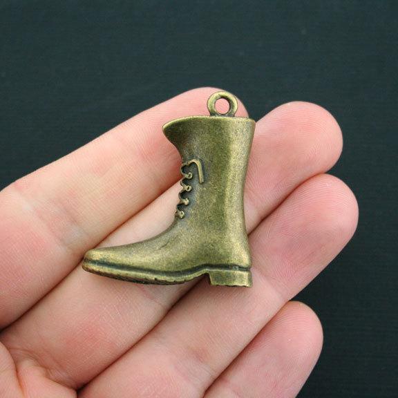 2 Combat Boot Antique Bronze Tone Charms - BC839