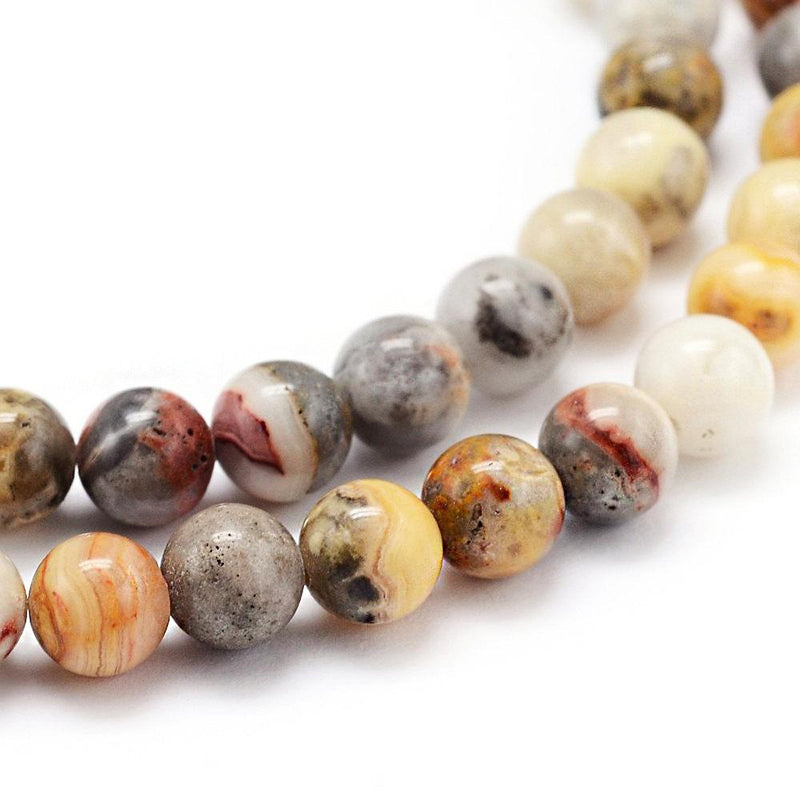 Perles rondes en agate naturelle 6 mm - Tons de terre de granit - 20 perles - BD603