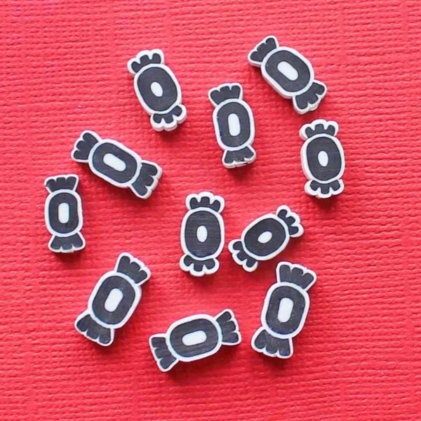 Heishi Polymer Clay Beads 6mm x 1mm - Black & White - 1 Strand 320 Beads -  BD2634