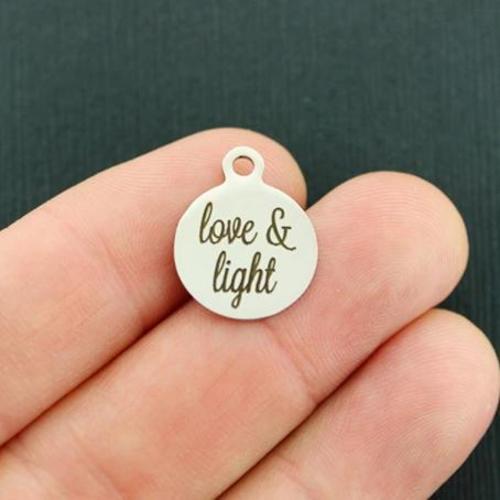 Love & Light Stainless Steel Small Round Charms - BFS002-2579