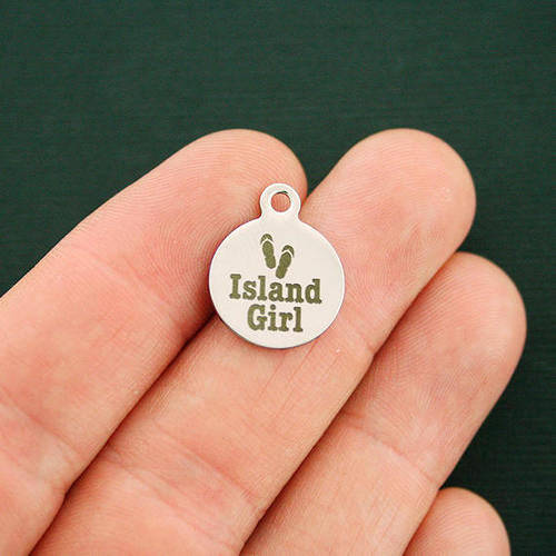 Island Girl Stainless Steel Small Round Charms - BFS002-2709