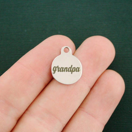 Petits charms ronds grand-père en acier inoxydable - BFS002-2820