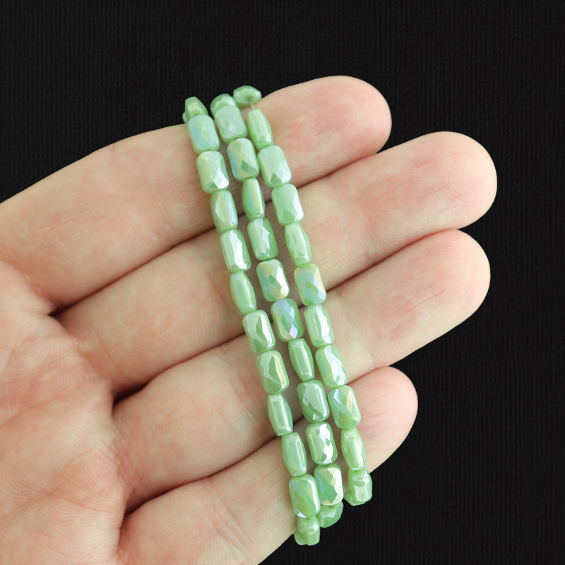 Faceted Rectangle Glass Beads - 7mm x 4mm - Electroplated - 1 Strand 80 Beads - Choose Your Color!