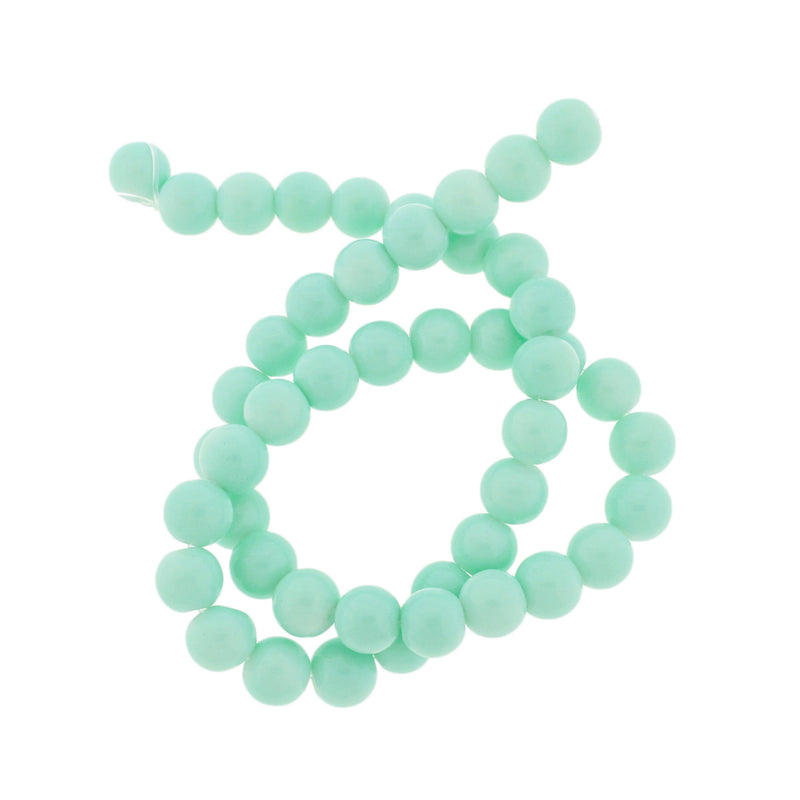 Perles Imitation Jade Rondes 8mm - Vert Mer - 1 Rang 50 Perles - BD1695