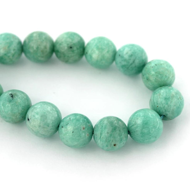 Perles Rondes Amazonite Naturelle 8mm - Vert Écume - 10 Perles - BD497