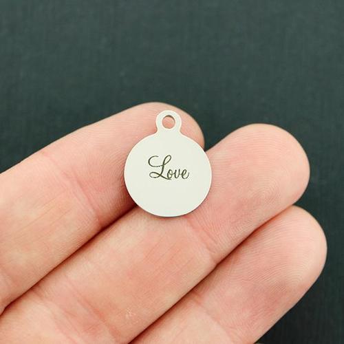 Love Stainless Steel Small Round Charms - BFS002-3062