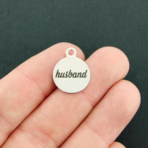 Husband Stainless Steel Small Round Charms - BFS002-3203