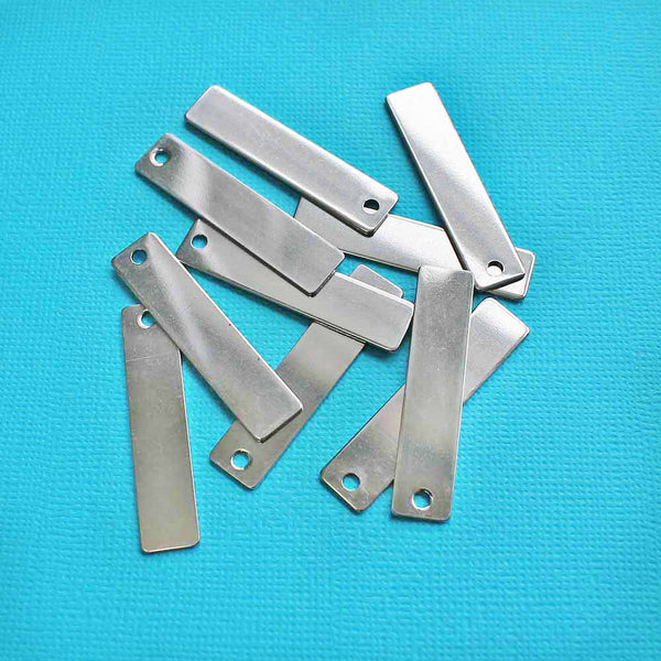 Rectangle Stamping Blanks - Stainless Steel - 40mm x 9mm - 2 Tags - MT223