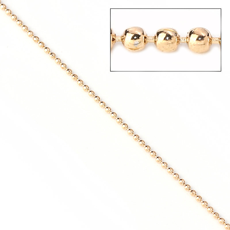 BULK Gold Tone Ball Chain 32Ft - 1.2mm -  FD643