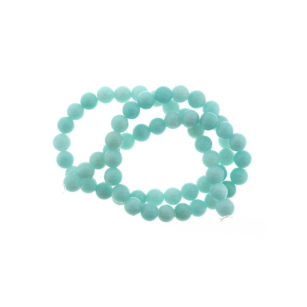 Round Natural Jade Beads 6mm - Light Blue - 1 Strand 61 Beads- BD2361