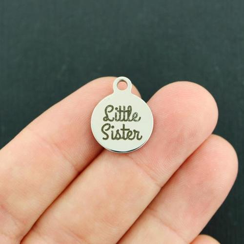 Little Sister Stainless Steel Small Round Charms - BFS002-3939