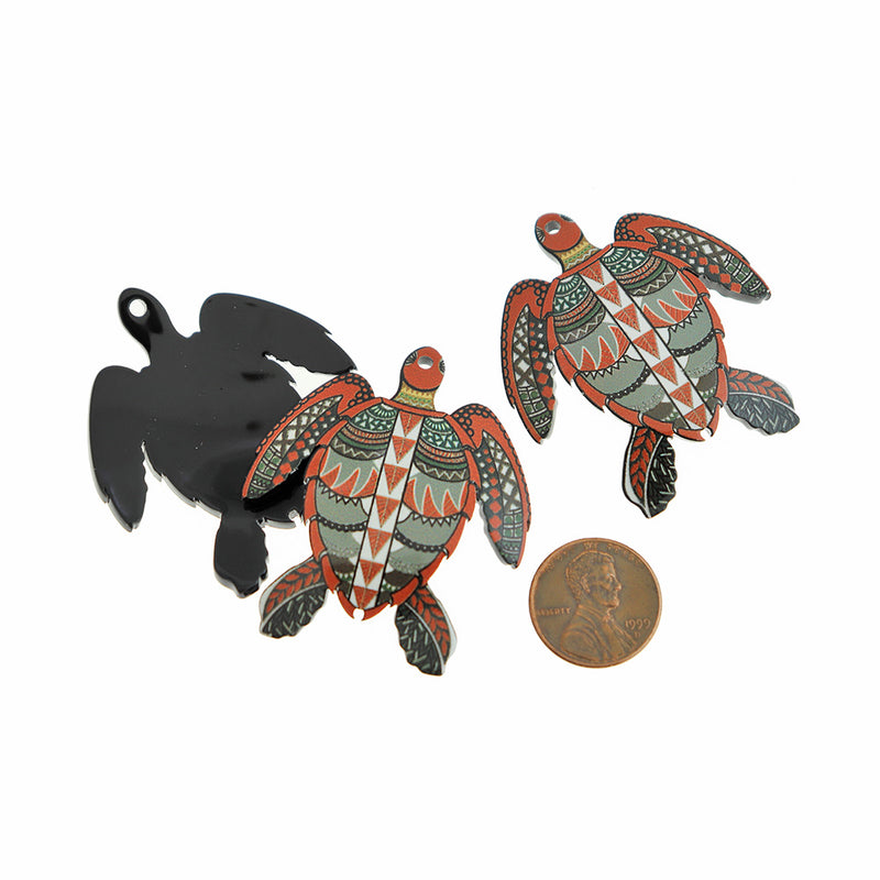 2 Turtle Acrylic Charms - K595