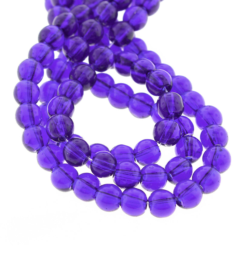 Round Glass Beads 6mm - Royal Blue - 1 Strand 50 Beads - BD610