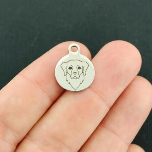 Petits Charms Ronds en Acier Inoxydable Golden Retriever - BFS002-4080