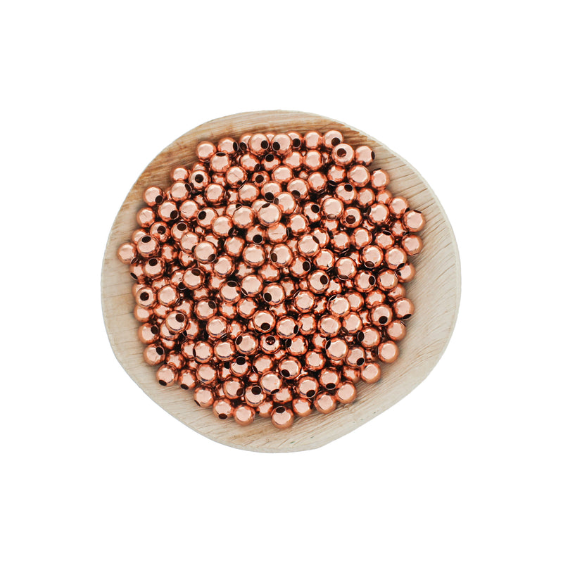 Round Spacer Beads 6mm - Rose Gold Tone - 100 Beads - GC348