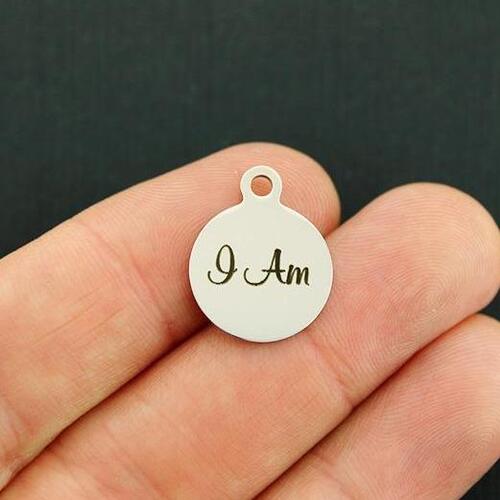 I am Stainless Steel Small Round Charms - BFS002-4729