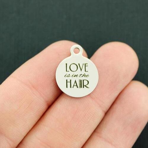 Love Stainless Steel Small Round Charms - is in the hair - BFS002-4752