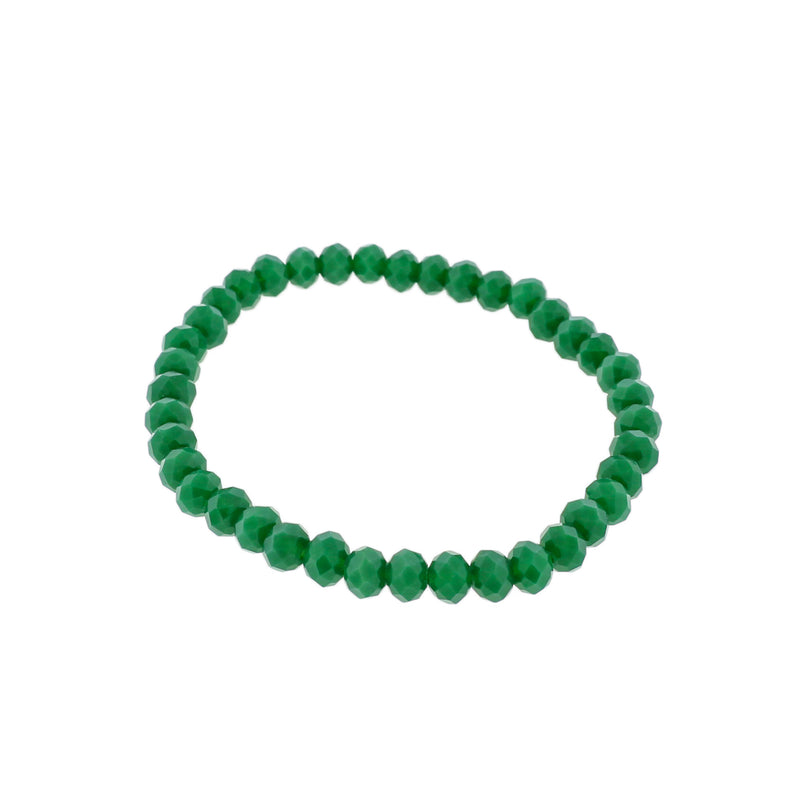 Bracelet Perles de Verre Facettes 65mm - Vert Forêt - 1 Bracelet - BB209