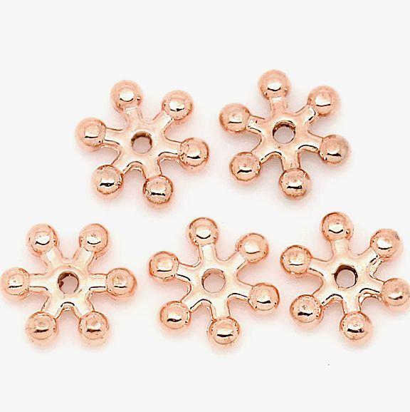 Flower Spacer Beads 8mm x 7mm - Rose Gold Tone - 50 Beads - GC212