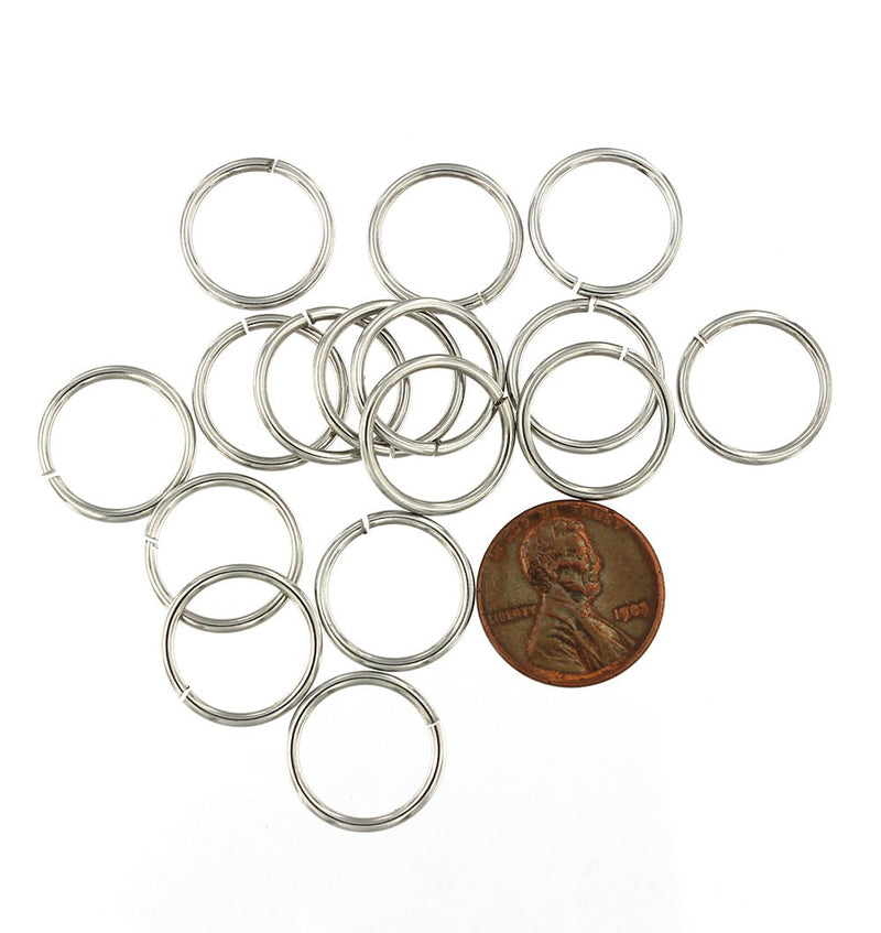 Stainless Steel Jump Rings 16mm x 1.5mm - Open 15 Gauge - 50 Rings - J163