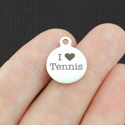 I love tennis Stainless Steel Small Round Charms - BFS002-5033