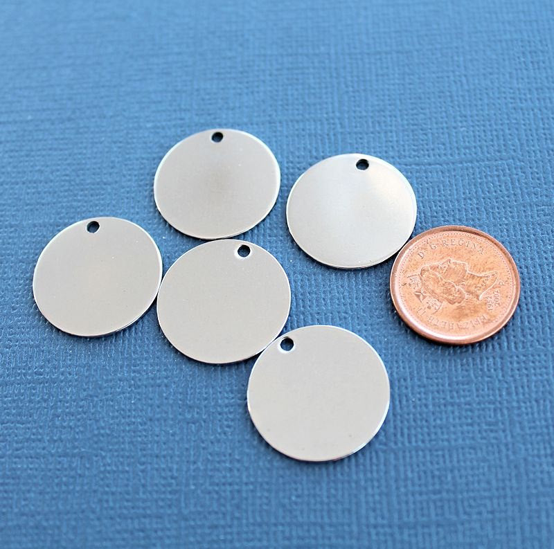 5 Round Stainless Steel Stamping Blanks - 20mm - Choose Your Tone!