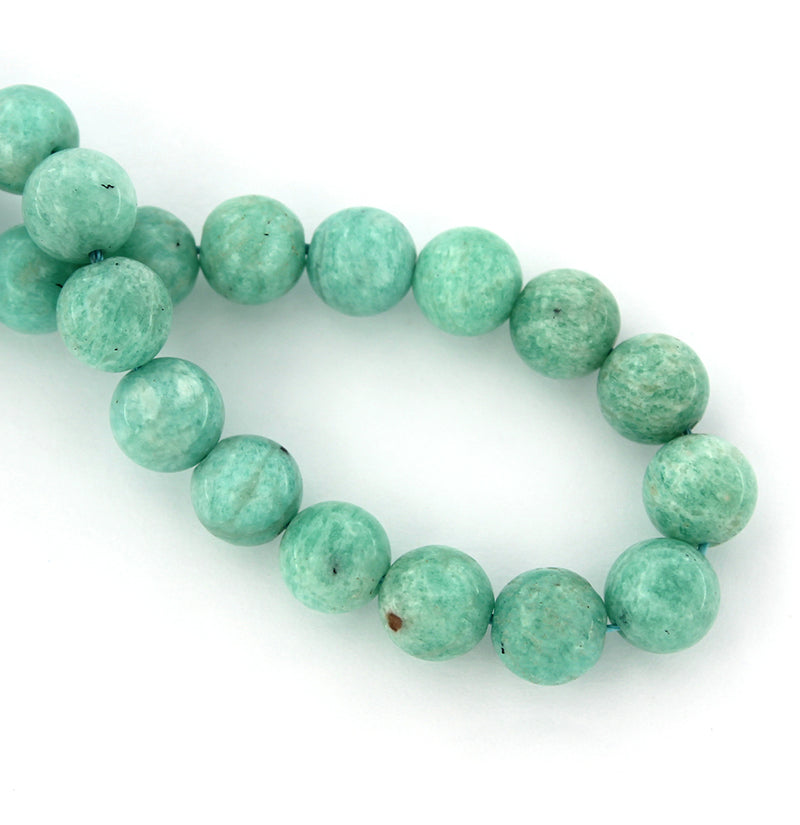 Perles Rondes Amazonite Naturelle 8mm - Vert Écume - 10 Perles - BD497