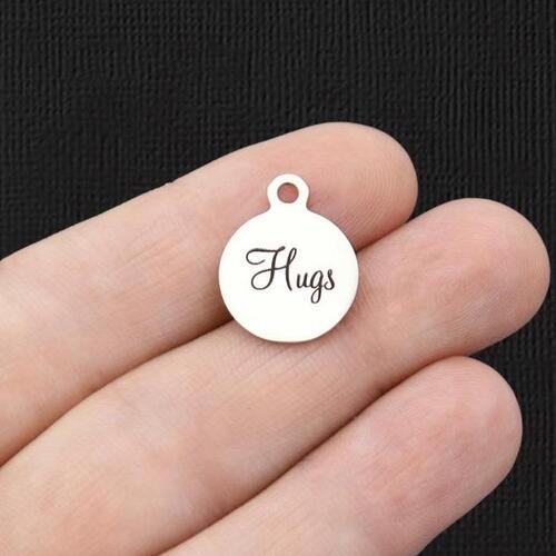 Hugs Petites Breloques Rondes en Acier Inoxydable - BFS002-5757