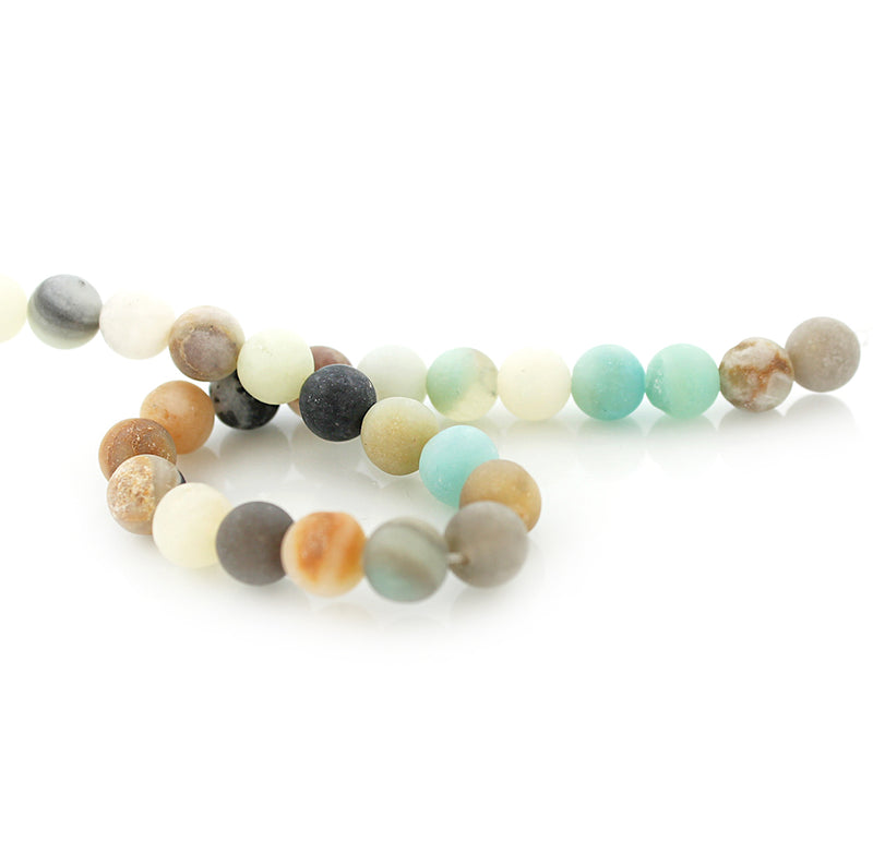 Round Natural Amazonite Beads - Light Frosted Beach Shades - Choose Your Size!