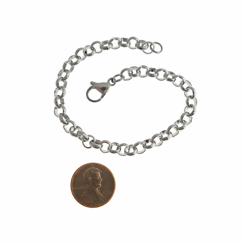 Bracelet Chaîne Câble Acier Inoxydable 7" - 5mm - 1 Bracelet - N223