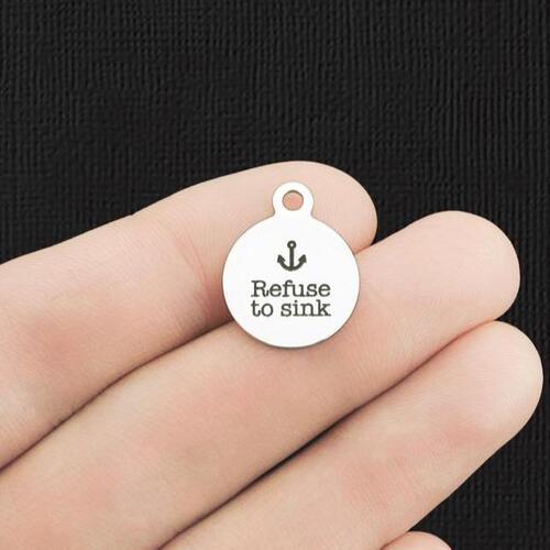 Refuse to Sink Stainless Steel Small Round Charms - BFS002-5900