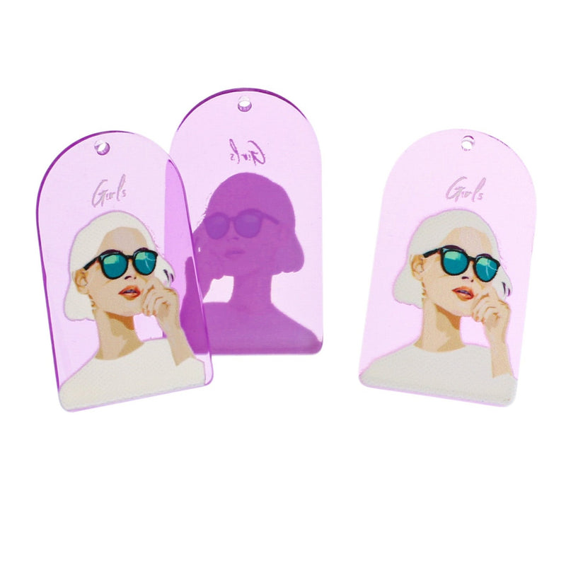 2 Girls Purple Acrylic Charms - K518