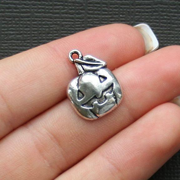 6 Pumpkin Antique Silver Tone Charms - SC1377