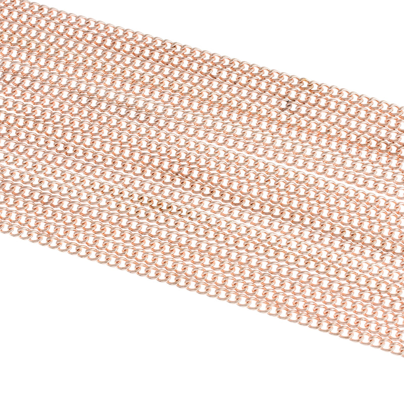 Bulk Rose Gold Tone Curb Chain 32Ft - 2.5mm - FD496