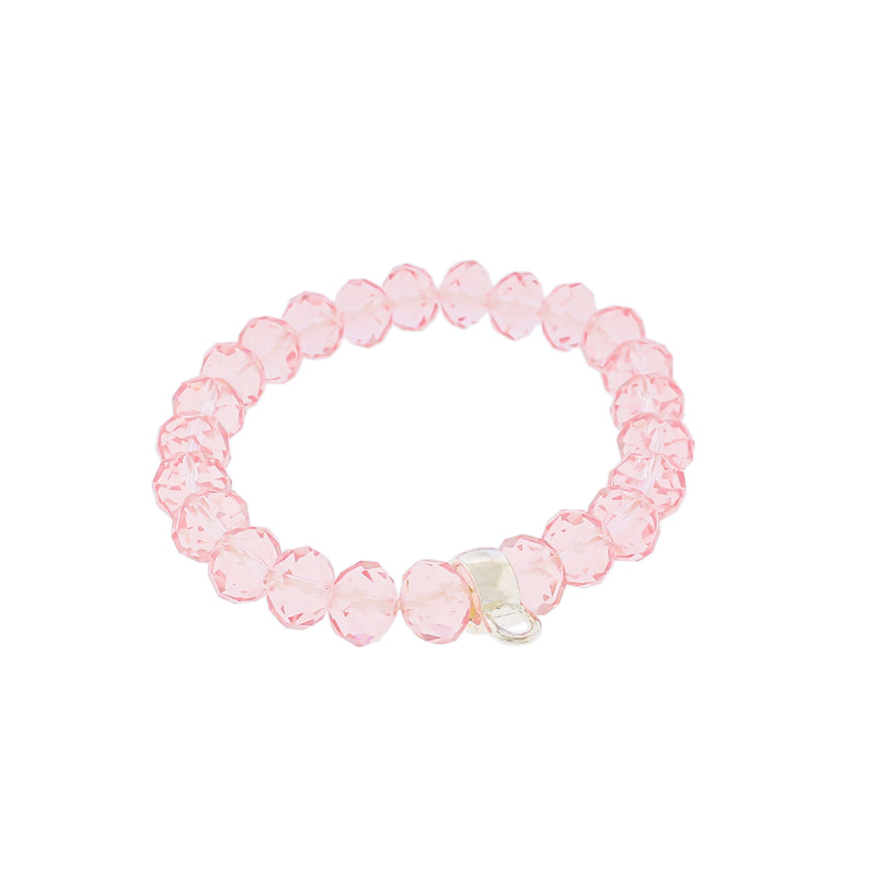 Bracelet Perles de Verre Facettes 51mm - Rose Pétale - 1 Bracelet - BB166