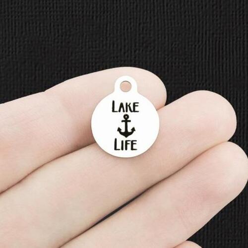 Lake Life Stainless Steel Small Round Charms - BFS002-6269