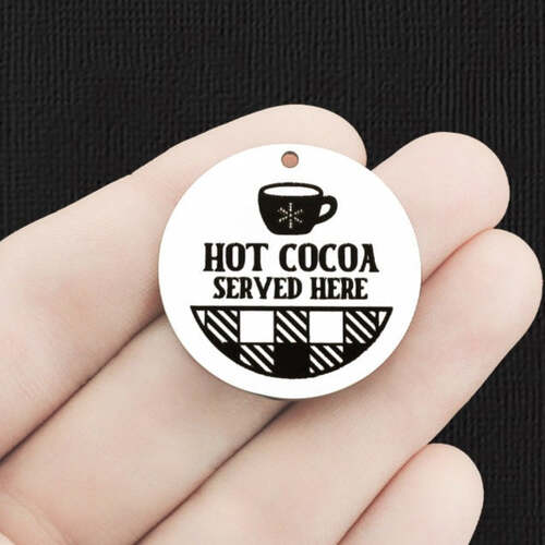 Hot Cocoa Acier Inoxydable Breloques Rondes 30mm - Servi Ici - BFS010-6672